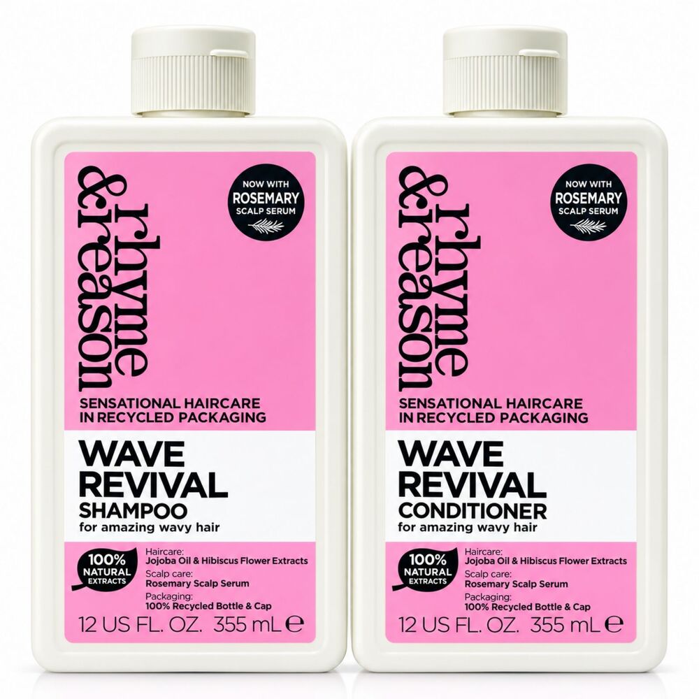 2 Pack Rhyme & Reason Wave Revival Shampoo & Conditioner 12oz Each Brand New